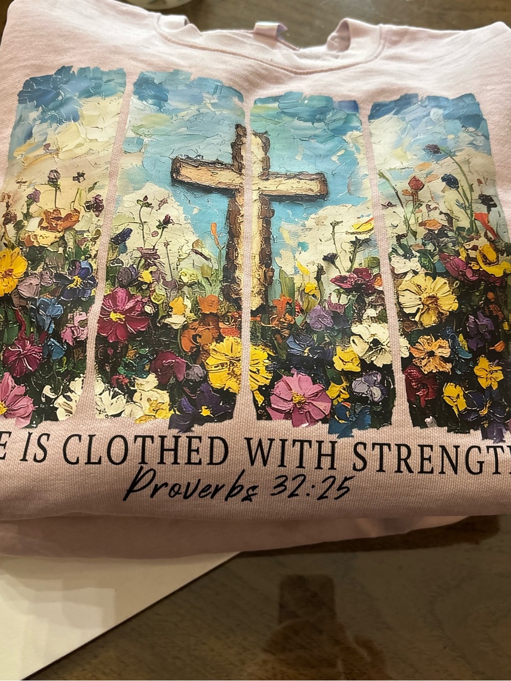 American Apparel Pink Floral Cross Pullover Sweatshirt